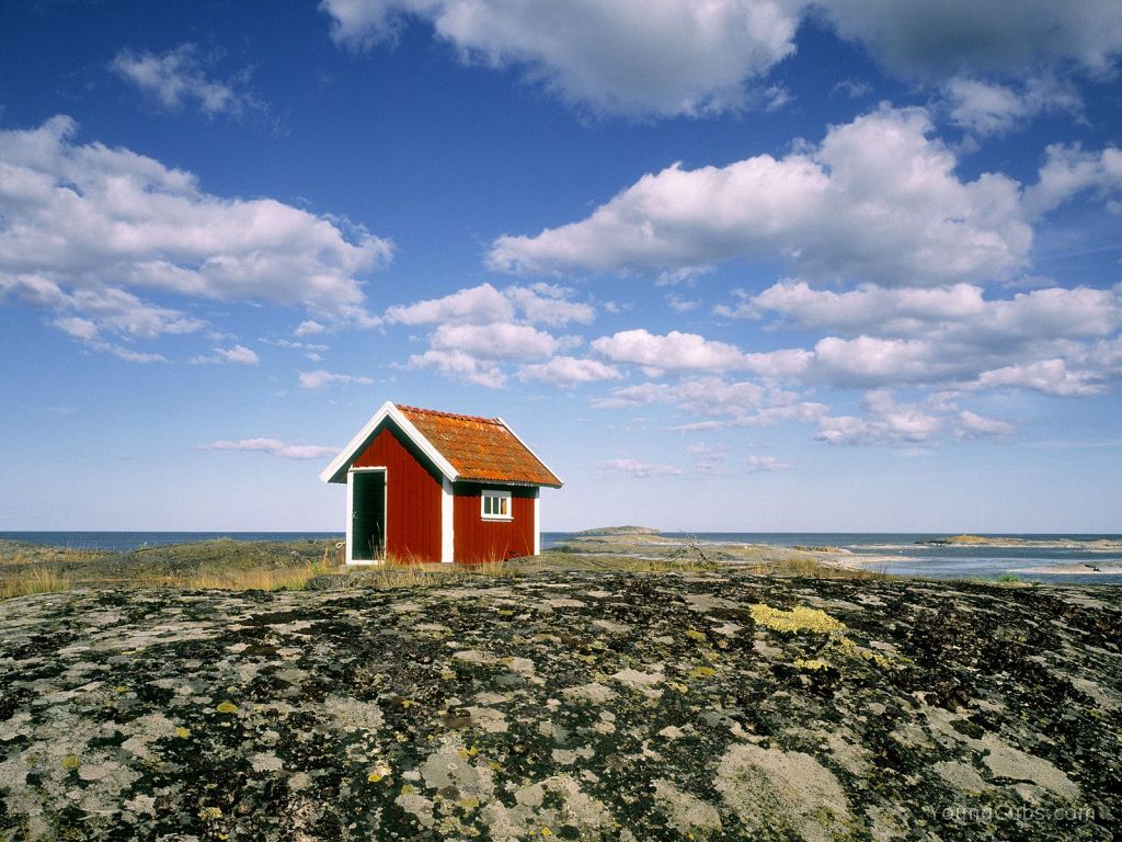 Small Hut at the Coastline of the Baltic Sea, Tjust Archipelago, Sweden